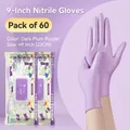 Durable purple nitrile gloves in a 60-count pack for household cleaning and food prep - 60 Pieces Of 9-inch Size S Purple