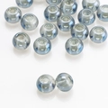 Macro detail of 8x10mm grey-blue translucent glass beads with large holes for DIY crafts - Plated Ink Blue