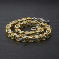 Two-tone gold and silver stainless steel Byzantine chain bracelet with lobster clasp - 5mm Wide Two-tone Metal / 65cm Necklace