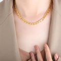 Collar de cadena de ancla de nariz de cerdo dorado hip-hop con blazer caqui - 40+5cm / Dorado