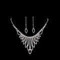 Set gioielli da sposa scintillanti con collana a frange argentate e orecchini lunghi - Set da 2 Pezzi G0027