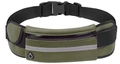 Army green running belt with reflective strip and earphone hole for fitness - Army Green