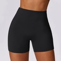 Pantalones cortos de yoga negros de talle alto para mujer con cintura ancha fitness - S / Negro Premium