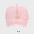 Classic washed cotton baseball cap in light pink finish with adjustable strap and vent holes - Adjustable (54-58cm) / Pink