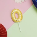 Creative doughnut number 0 cake candle in bright yellow with colorful sprinkle details - Number 0 - Yellow Donut