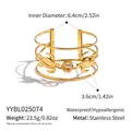 Detail eines 18K vergoldeten Schildkröten-Armreifs mit Maßen und Edelstahlbeschaffenheit - Goldene Meeresschildkröte Seegras Stil (YYBL025074)