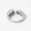 Verstelbare zilveren roestvrijstalen open ring met een druppelvorm en zirkonia steentjes - Micro-pave Traan Stijl (PB673) / Zilver