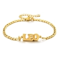 18K gold plated stainless steel Leo zodiac Figaro chain anklet detail view - Leo / Gold