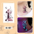 Luminous Halloween tattoo sticker Hi-197 with purple cross and glow-in-the-dark skull - Hi-197 Tombstone Ghost