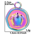 Colgante de tortuga marina arcoíris en acero inoxidable, 1,7x1,3cm, baño de oro 18k - Colgante / Colorido
