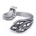 Vintage peacock open ring in stainless steel with antique silver finish for men and women - US 7 / Antique Silver