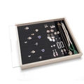 Solid wood jewelry tray with champagne frame and black velvet lining for rings - Planar + Ring Slots Type / Black Velvet