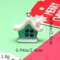 Detailed size view of a Christmas resin house pendant with glitter finish and snow roof - 10# Blue and White Glitter House