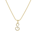 Minimalist gold snake chain necklace with sparkling letter S pendant and tiny zircon stones - Letter S Style (MY2495-13)