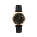 Orologio al quarzo minimalista con cassa in oro rosa, quadrante grigio e cinturino nero - Nero