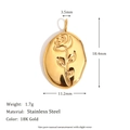 Oval 18K gold-plated stainless steel pendant with rose flower relief and dimensions - Rose Pendant