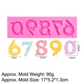 Pink silicone number mold 6-0 with floral relief for chocolate and cake decorating - Numbers 06789 / Pink