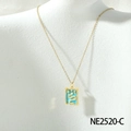 Collar colgante serpiente tarot chapado en oro 18k con esmalte azul y circonitas - Estilo de Serpiente Azul (NE2520-C)