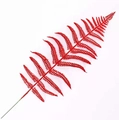 Sparkling red artificial fern leaf branch for Christmas tree decor and floral arrangements - 42 cm / Red