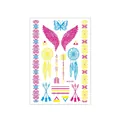 Waterproof temporary tattoo sticker with colorful bohemian wings and dreamcatcher patterns - Fluorescent DKCS-032
