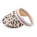 Detail eines Stroh-Sonnenvisiers mit Leopardenmuster und elastischem Streifen-Stirnband - Einheitsgröße / Beiger Leopard