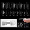 Size chart showing 16 dimensions for natural square long soft gel nail tips set - Square Long (08#160pcs)