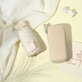 Mini folding sun umbrella in beige with matching hard storage case for women - Card Holder / Off-white