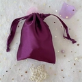 Deep purple satin drawstring bag for cosmetics and gifts with smooth silk texture - 15.5*11.5 / Deep purple