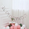 Striscione Happy Birthday argento specchiato per decorazione murale di feste - Stile Vuoto / Argento