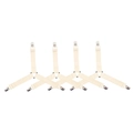 Set of 4 adjustable beige Y-shape bed sheet fasteners with metal clips for mattress cover - Y-Shaped Beige Style / Beige