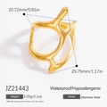 Goldener unregelmäßiger hohler Edelstahlring JZ21443 mit wasserfester hypoallergener Schicht - Einstellbar Offen / Unregelmäßiger Hohler Stil (JZ21443)