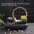 Zen ceramic tabletop fountain with circular LED light, water flow and small duck accents - Double Swans - White Style - No Atomizer