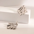 Silver liquid metal style stud earrings with deconstructed texture on white prop - Liquid Metal Style 1 / Steel