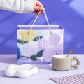 Set tazzina da caffè in ceramica con manico a petalo e vassoio a fiore in scatola - 250ML / Caffè Scuro