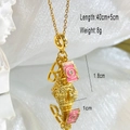Macro view of Eiffel Tower pendant with camera detail and 40+5cm chain measurement - Gold - Eiffel Tower Camera Necklace