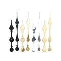 Classic metal spade clock hands set in black, gold, silver, and champagne finishes - Gold