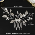 Pettine per capelli da sposa argento con strass e perle, 14cm x 7cm peso 9g - HS-J7285S / Argento