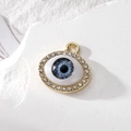 Blue Evil Eye oval pendant with sparkling rhinestones and gold-plated base for DIY jewelry - Small Rhinestone Grey Eye