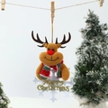 Close-up of reindeer and snowflake Christmas hanging ornament with Merry Christmas text - Snowflake Pendant Elk