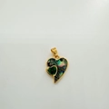 Gold-plated double heart pendant featuring colorful abalone shell and green gemstone inlay - Heart - Gold (Abalone Shell)