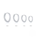Silver hoop earrings with white zircon in 6mm, 7mm, 8mm, and 9mm sizes comparison - Silver-6mm