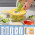Multifunctional yellow vegetable slicer set with 5 blades and a transparent container - 12pcs Set / Premium Yellow