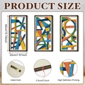 3-piece abstract geometric wooden wall art set with colorful lines and metal hooks - Geometric Abstract Colorful Line Style (Y26Y90138_Q)