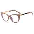 Classic cat-eye blue light blocking glasses in milk tea brown with metal temples - Khaki Frame