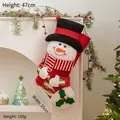 Christmas stocking with snowman design, 47cm height, hanging on a warm cozy fireplace - Stripes - Snowman
