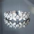 Elegant four-leaf clover zircon ring in silver finish with marquise cut stones - US 6 / White Gold