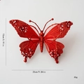 Roter Glitzer Schmetterling für Weihnachtsbaum mit Perlen und Mesh Flügeln 25cm groß - Rot