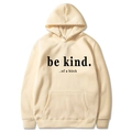 Beige oversized hoodie with 'be kind...of a bitch' 2D lettering and front pocket - Khaki (Pattern 2) / S
