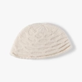 Cremeweiße grobe Strickmütze mit geometrischem Gittermuster für wohlige Winterwärme - Einheitsgröße / Beige (24B059)