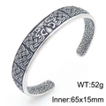 Viking wolf head cuff bracelet in vintage silver stainless steel with Celtic knots - Celtic Knot Wolf Head Style (KB209285-LU)